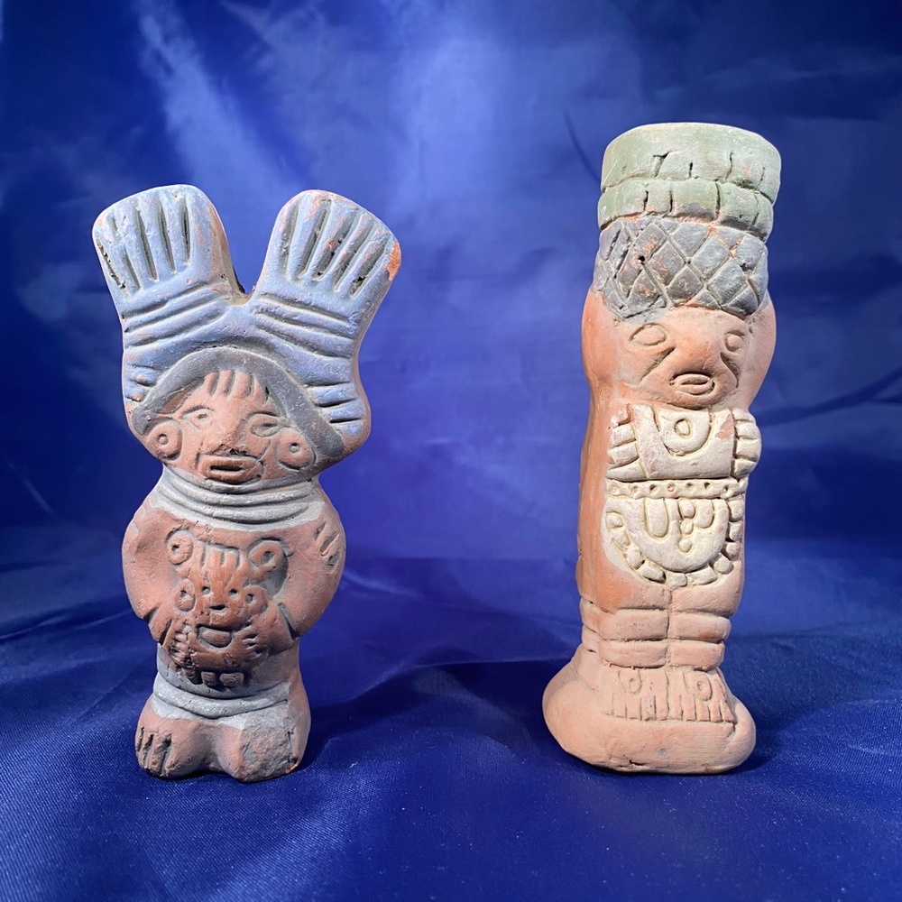 Vintage Mayan Inca Aztec Terracotta Clay Pottery Figures